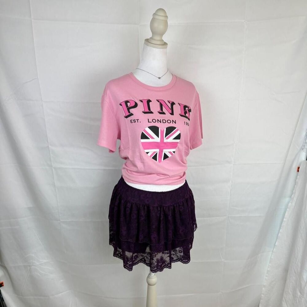 Lace Ruffle Mini Skort Deep Purple - L - Picture 2 of 6